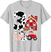 3 Birthday Farm 3 Years Old 3rd Bday Party Supply Farm Barnyard Theme Pig Cow Horse 3rd Birthday 3 Yrs Old T-Shirt - Silver Grey