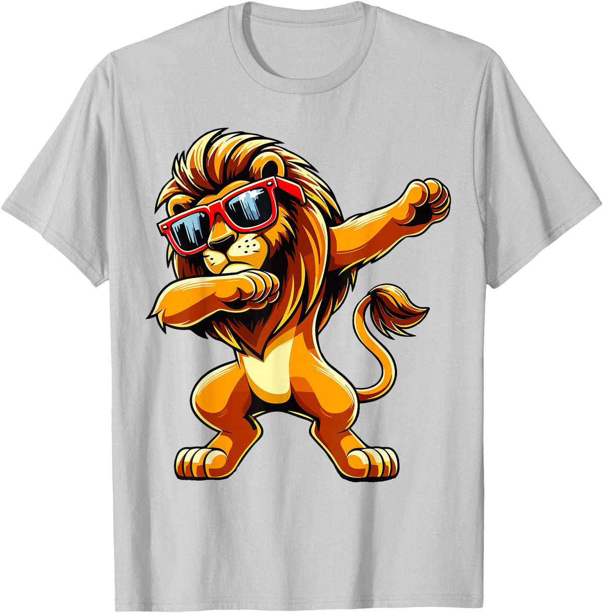 Funny Lion Lover Dabbing Lion Sunglasses T-Shirt - Silver Grey