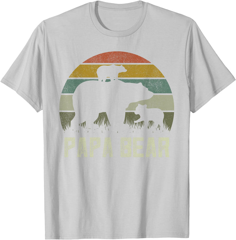 Bear Cubs Family Matching Gifts & Shirts Clothing Funny Papa Bear Shirts, Cub 2 Kids Fathers Day Grandpa T-Shirt - Silver Grey
