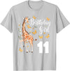 Giraffe Birthday Party by LazyPanda Giraffe 11th Birthday Girl 11 Years Old Giraffe Lover T-Shirt - Silver Grey