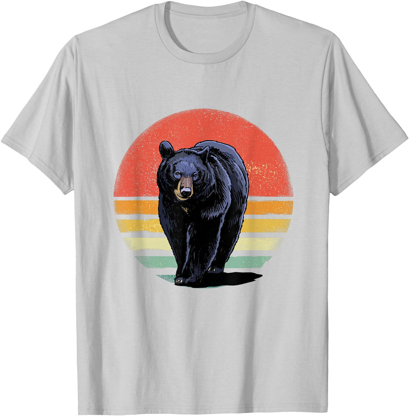 Wowsome! Retro Vintage Black Bear T-Shirt - Silver Grey