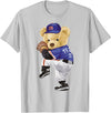 BERSLL Cute Teddy Bear Baseball Jug Sweatshirt T-Shirt - Silver Grey