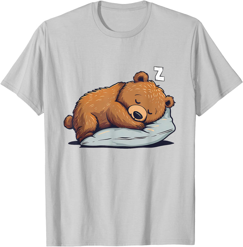 Cute Sleeping Animals Napping Bear Sleeping Sleepy Bear Cute Bear Sleeping T-Shirt - Silver Grey