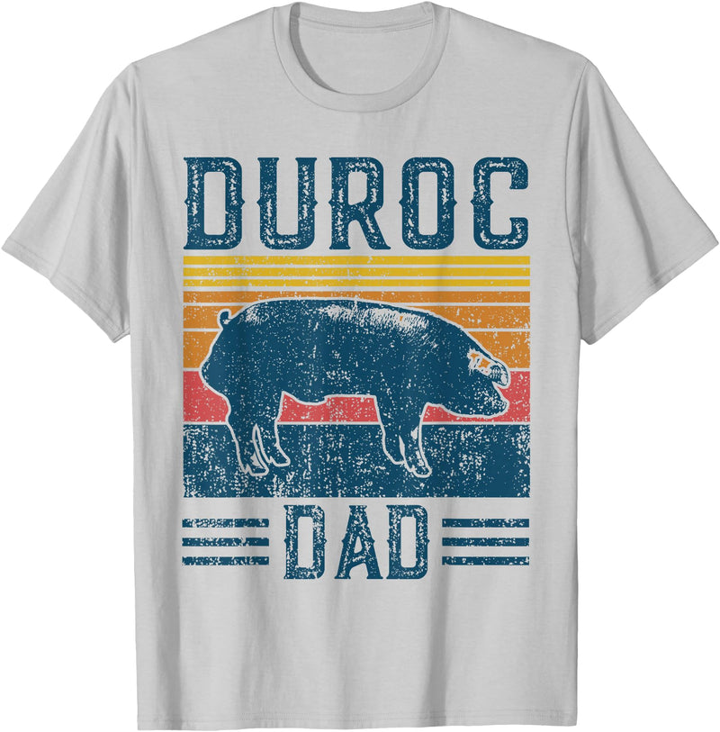 Retro Duroc Farmer Gift for Men Farming Breed - Vintage Duroc Pig Dad T-Shirt - Silver Grey