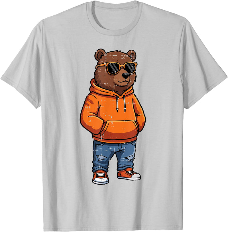 Bear Shirts For Men Women Kids Gifts Cool Bear Sunglasses Men Women Kids Boys Girls Youth Teen T-Shirt - Silver Grey