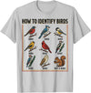 Birdwatching Identification Vintage Guide Birdwatching How to Identify Birds Vintage Guide Fans T-Shirt - Silver Grey