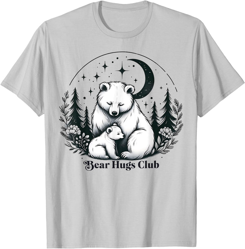Polar Bear Lover Tees NYC Polar Bear Hugs Mama Baby Mothers Day Mom Daughter Son T-Shirt - Silver Grey
