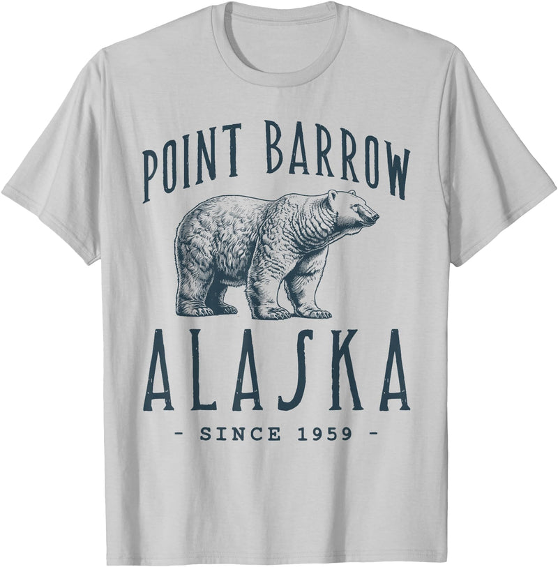 ARTIC ADVENTURE BEAR VINTAGE DESIGNS POINT BARROW, ALASKA POLAR BEAR WILDLIFE T-Shirt - Silver Grey