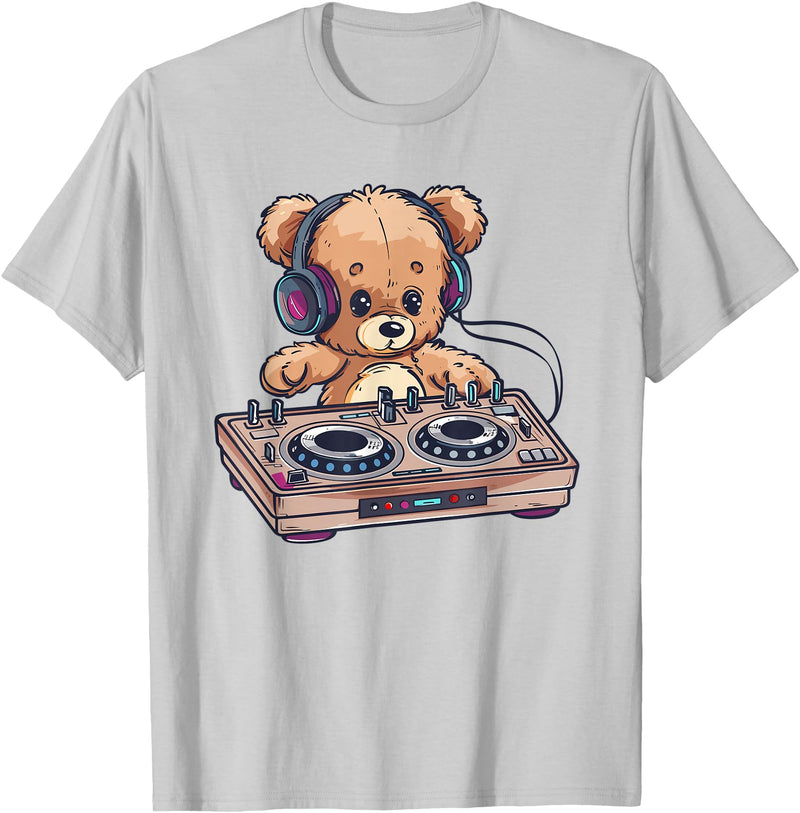 Colorful Teddy Art I Kids Teddy Bear Cute Teddy DJ T-Shirt - Silver Grey
