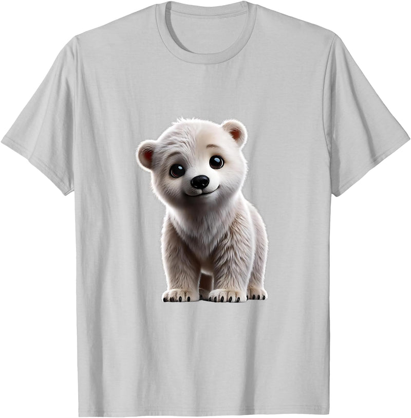 Just Sweet Designs Cute Polar Bear Cub | Polar Bear Lovers T-Shirt - Silver Grey