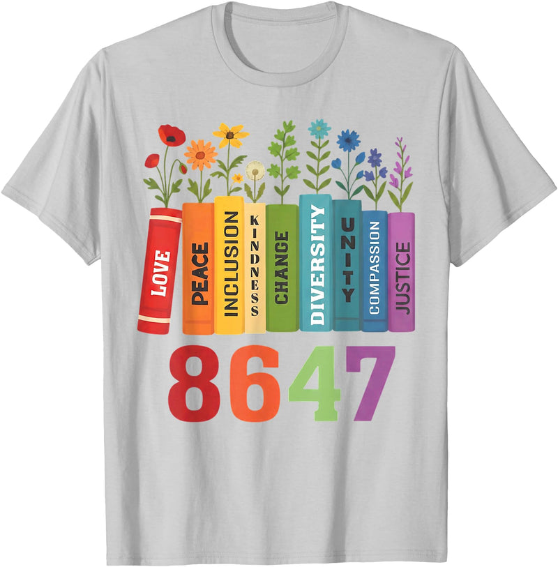 Retro Vintage 8647 Tee Retro Vintage 86 47 Floral 8647 T-Shirt - Silver Grey