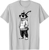 Rabbit Easter Bunny Face with Sunglasses Cap Easter Day T-Shirt in Silver Grey