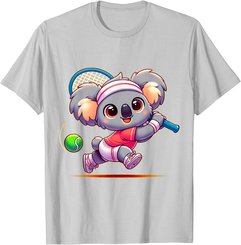 Koala Bear Playing Tennis Designs Koala Tennis Player Animal Cute Men Women Kids T-Shirt - Silver Grey