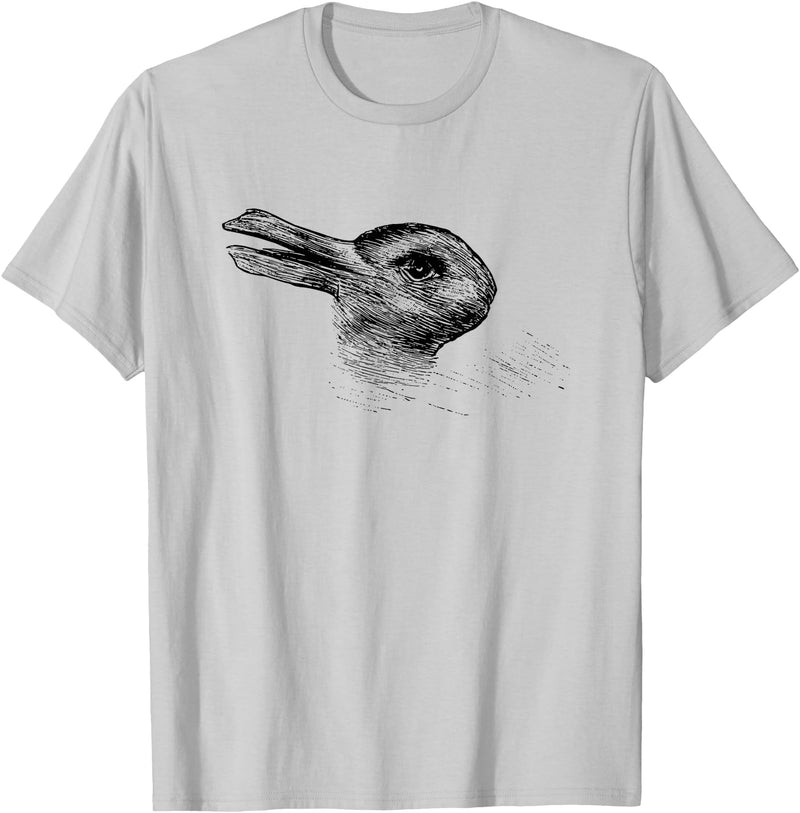 Vintage Duck Rabbit Illusion Psychology Classic T-Shirt in Silver Grey