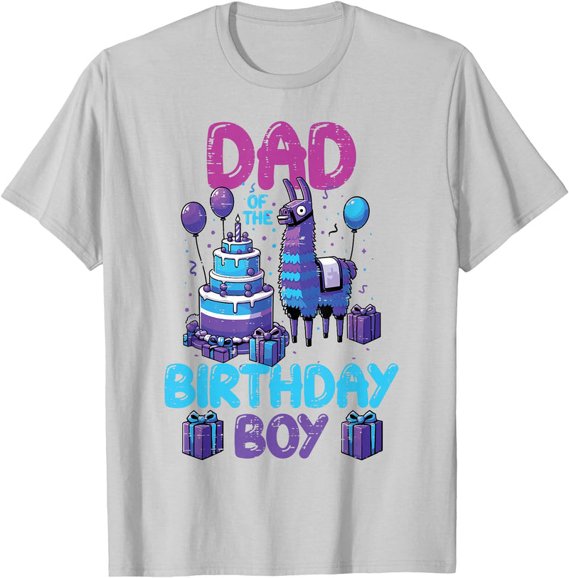 Birthday Party Shirts For Men Women Kids Dad of Birthday Boy Llama Pinata Party Family Matching Men T-Shirt - Silver Grey