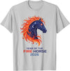 Year of the Firehorse 2026 Fiery Mane Celestial Year of The Fire Horse 2026 Chinese Lunar New Year Zodiac T-Shirt - Silver Grey