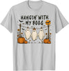 Retro Hangin’ With My Boos Funny Ghost Halloween T-Shirt - Silver Grey