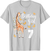 Giraffe Birthday Party by LazyPanda Giraffe 7th Birthday Girl 7 Years Old Giraffe Lover T-Shirt - Silver Grey