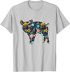 Animal Hog Floral Silhouette Pig Lover Floral Piglet Silhouette Womens Girls Graphic Pig T-Shirt - Silver Grey