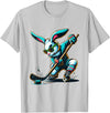 Easter Bunny Hockey Player Rabbit Egg Men Women Boys Kids T-Shirt in Silver Grey