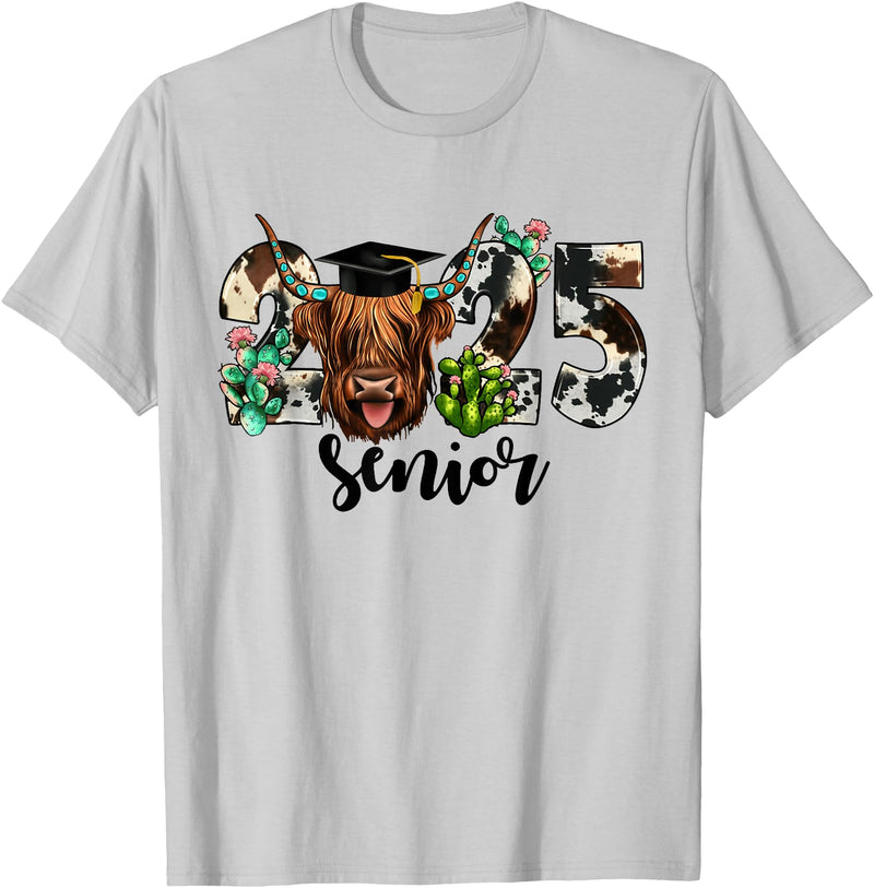 Cow 2025 Senior Class Of 2025 Graduation 2025 T-Shirt - Silver Grey