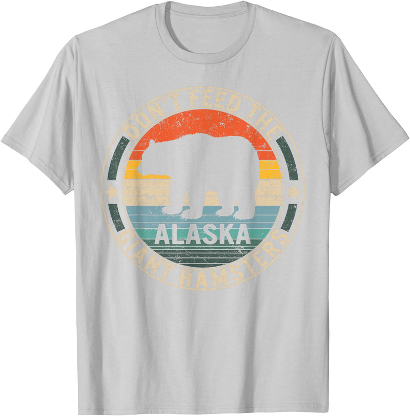 Travel Tees by GratfullToMe Co. Alaska Grizzly Bear Do not Feed The Giant Hamsters Kodiak T-Shirt - Silver Grey