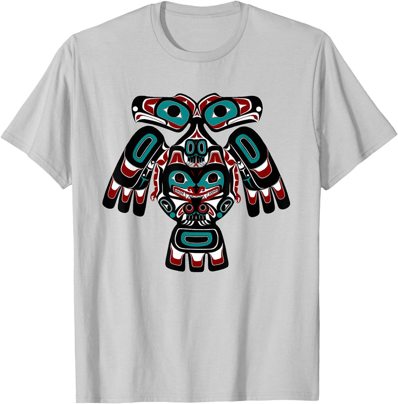 Tribal America Alaska Native American Indian Tlingit Eagle Bear Clan Spirit T-Shirt - Silver Grey