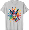 Safari Animal Art Giraffe Sunglasses Funny Giraffe Lover Safari Animal Animal T-Shirt - Silver Grey