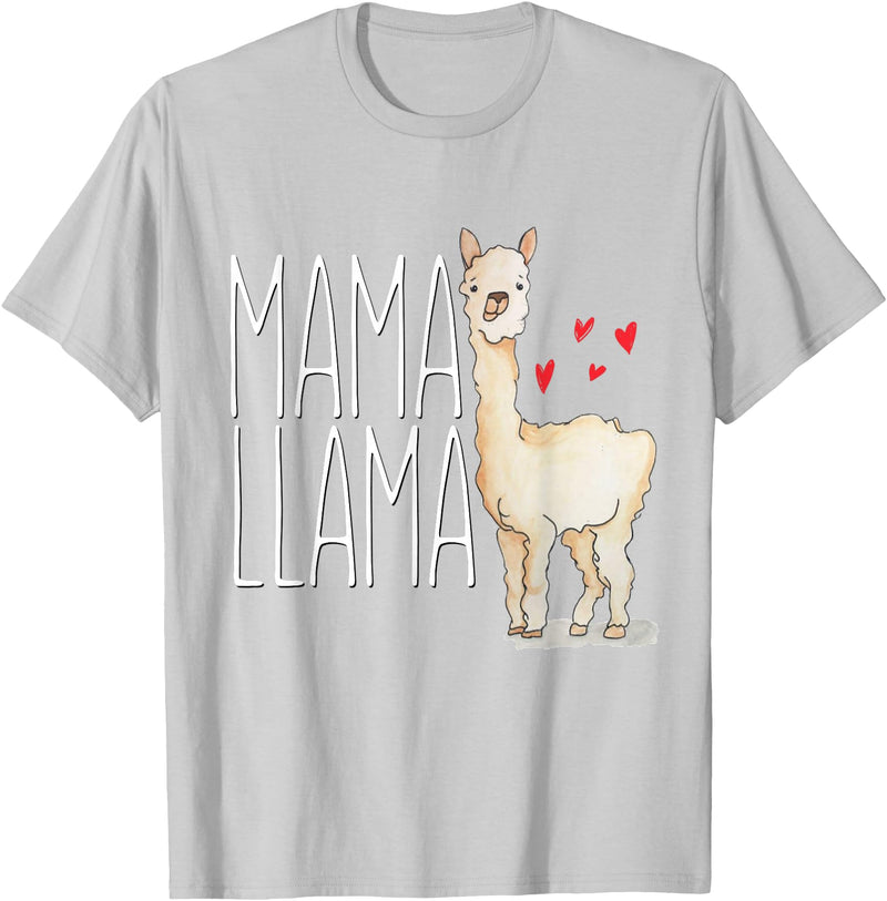 Llama Family Tees NYC Mama Llama Gift Funny Matching Family Tribe Mom Mommy Mum T-Shirt - Silver Grey