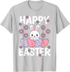 Cute Happy Easter Bunny Rabbit Egg Women Girls Kids T-Shirt in Silver Grey