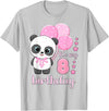 Birthday Gifts for Girls by Content Design Studio Birthday Girl 8 Panda Pink Balloons T-Shirt - Silver Grey