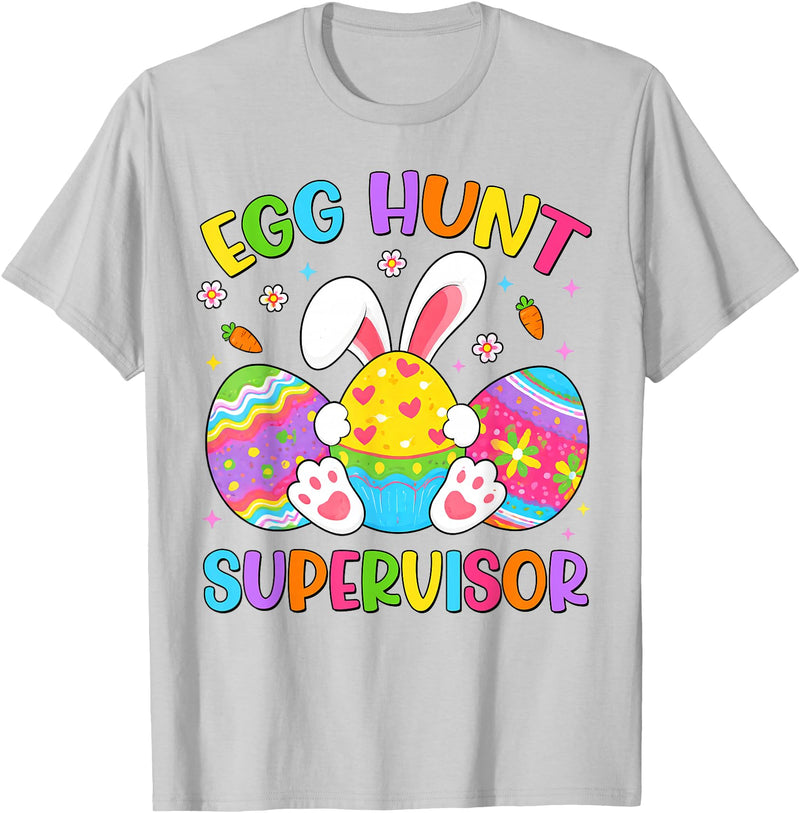Easter Egg Hunt Supervisor Hunting Rabbit Easter Day Kids T-Shirt in Silver Grey