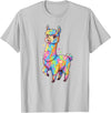 Rainbow Llama Love Pastel Hearts Kawaii Colorful Rainbow Heart Llama Kawaii Cute T-Shirt - Silver Grey