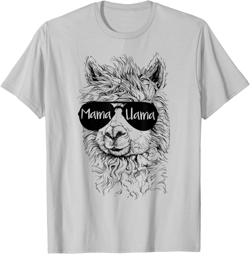 Mama Llama Funny Animal Apparel Llama Lover Mama Llama T-Shirt - Silver Grey