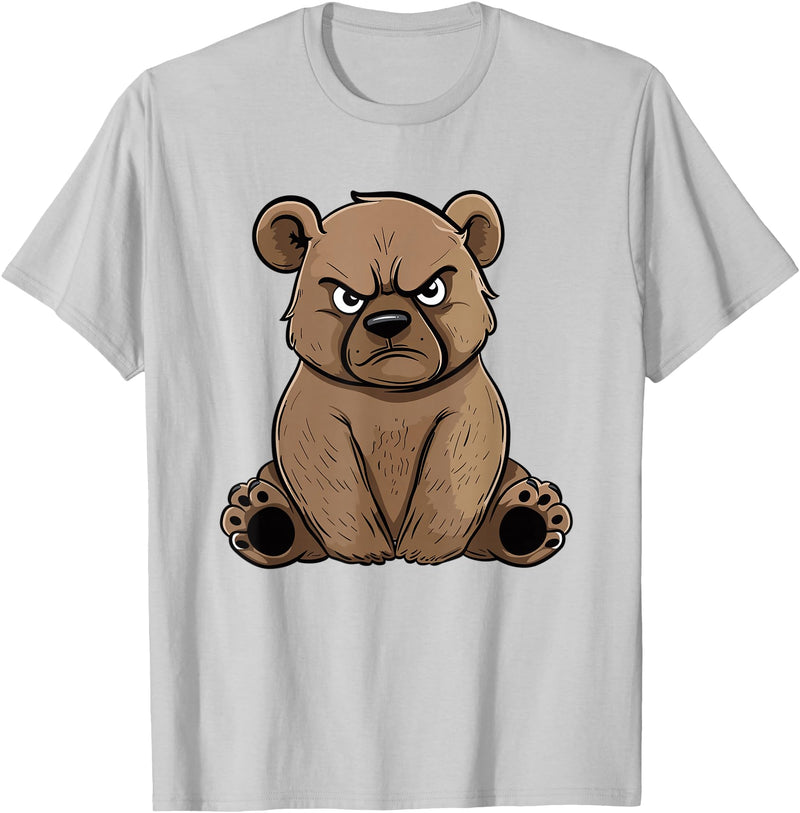 Colorful Grizzly Bear Art I Kids Grizzly Bear Grumpy Grizzly Bear T-Shirt - Silver Grey