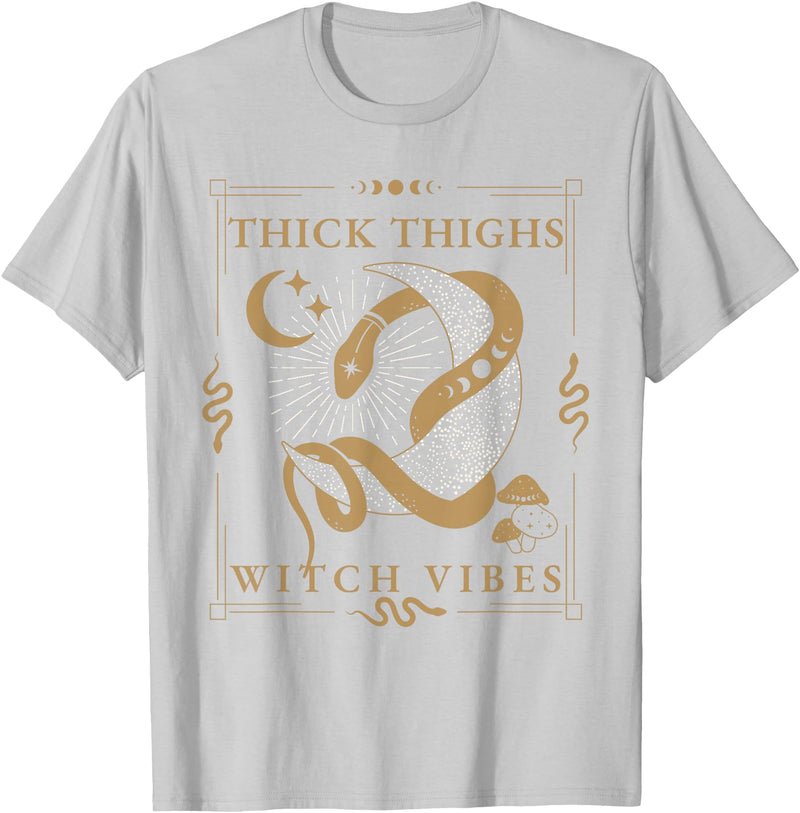 Snakes & Tarot Aesthetic Thick Thighs Witch Vibes Snakes & Tarot Tattoo Aesthetic Thick Thighs Witch Vibes T-Shirt - Silver