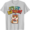 It's My Birthday Cute Hamster for Kid's Party Celebration T-Shirt - Silver Grey