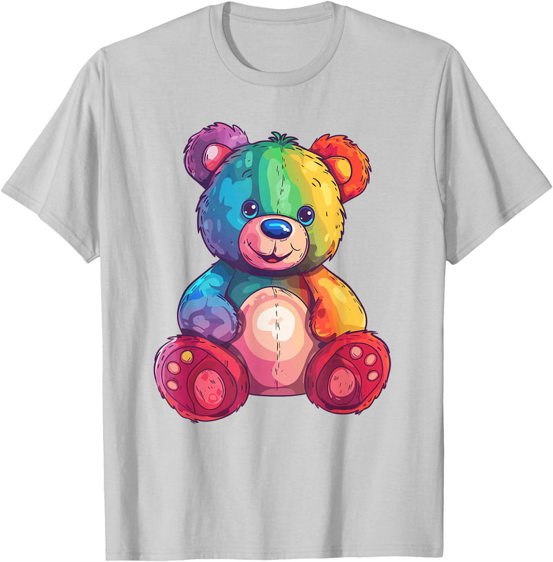 Cute Teddy Bear I Teddy Art I Kids Teddy Bear Colorful Teddy Bear T-Shirt - Silver Grey