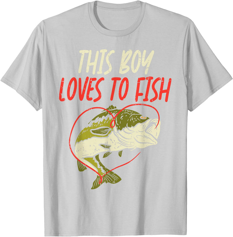 BoredKoalas Fish Fishing Shirts Fisherman Gifts This Boy Loves To Fish Bass Fishing Family Matching Men Gift T-Shirt - Silver Grey