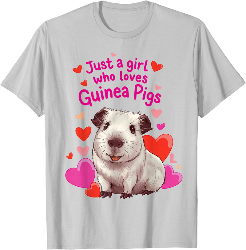 Loves Guinea Pigs Cute By TEERA Funny Just a Girl Who Loves Guinea Pigs Cute Pet Gifts T-Shirt - Silver Grey
