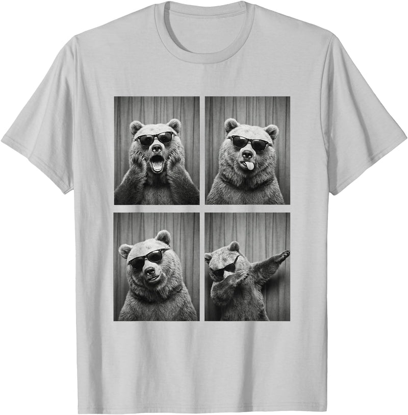 Funny Bear PhotoBooth Stuff Accessories & Gifts Bear PhotoBooth Sunglasses Funny Dab Bears Lover T-Shirt - Silver Grey