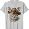 Happy Easter Y'all Rabbit Cowboy Hat Country Western Rodeo T-Shirt in Silver Grey