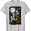 Funny Bunny Art Design Rabbit Howling at the Moon T-Shirt in Silver Grey