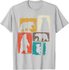 Bear Asymmetrical Collage Design Bear Vintage Collage Outdoorsman Wildlife Lover T-Shirt - Silver Grey