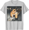 Hamster Drinking Iced Coffee Funny Animal Meme Men Women T-Shirt - Silver Grey
