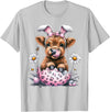 Funny Cow Easter Rabbit Cute Highland Cows Lover Easter Day T-Shirt - Silver Grey