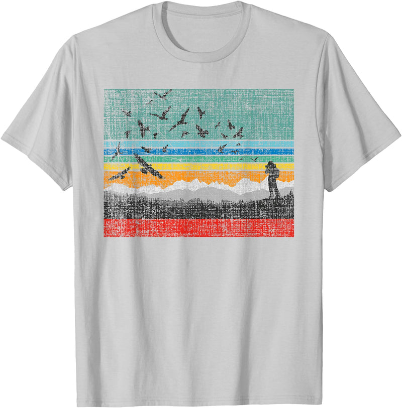 Birding & Bird Lover Shirts Retro Birding Bird Watching Bird Watcher Birder T-Shirt Small - Silver Grey
