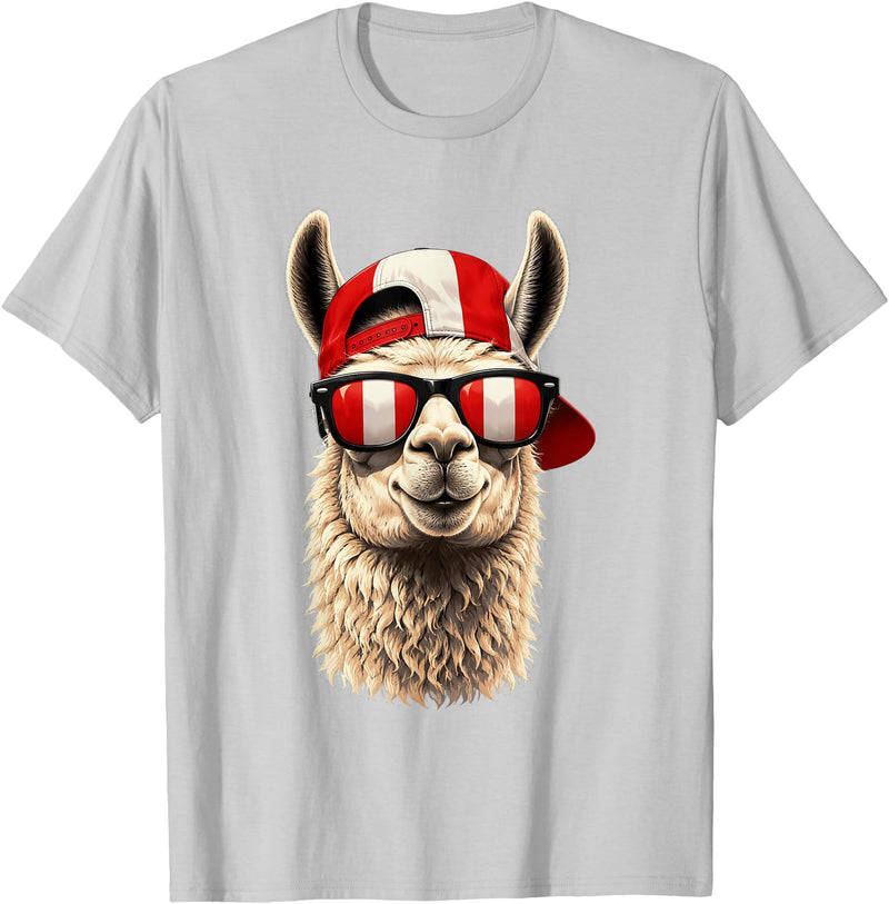 Peru Patriotic Co Patriotic Llama Peru Peruvian Flag T-Shirt - Silver Grey