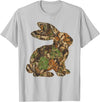 Camo Easter Bunny Patchwork Spring Rabbit Men Women Kids T-Shirt in Silver Grey