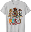 Cowboy Merry Christmas Tree Western Xmas Gifts Merry Christmas Trees Western Cowboy Buffalo Plaid Leopard T-Shirt - Silver